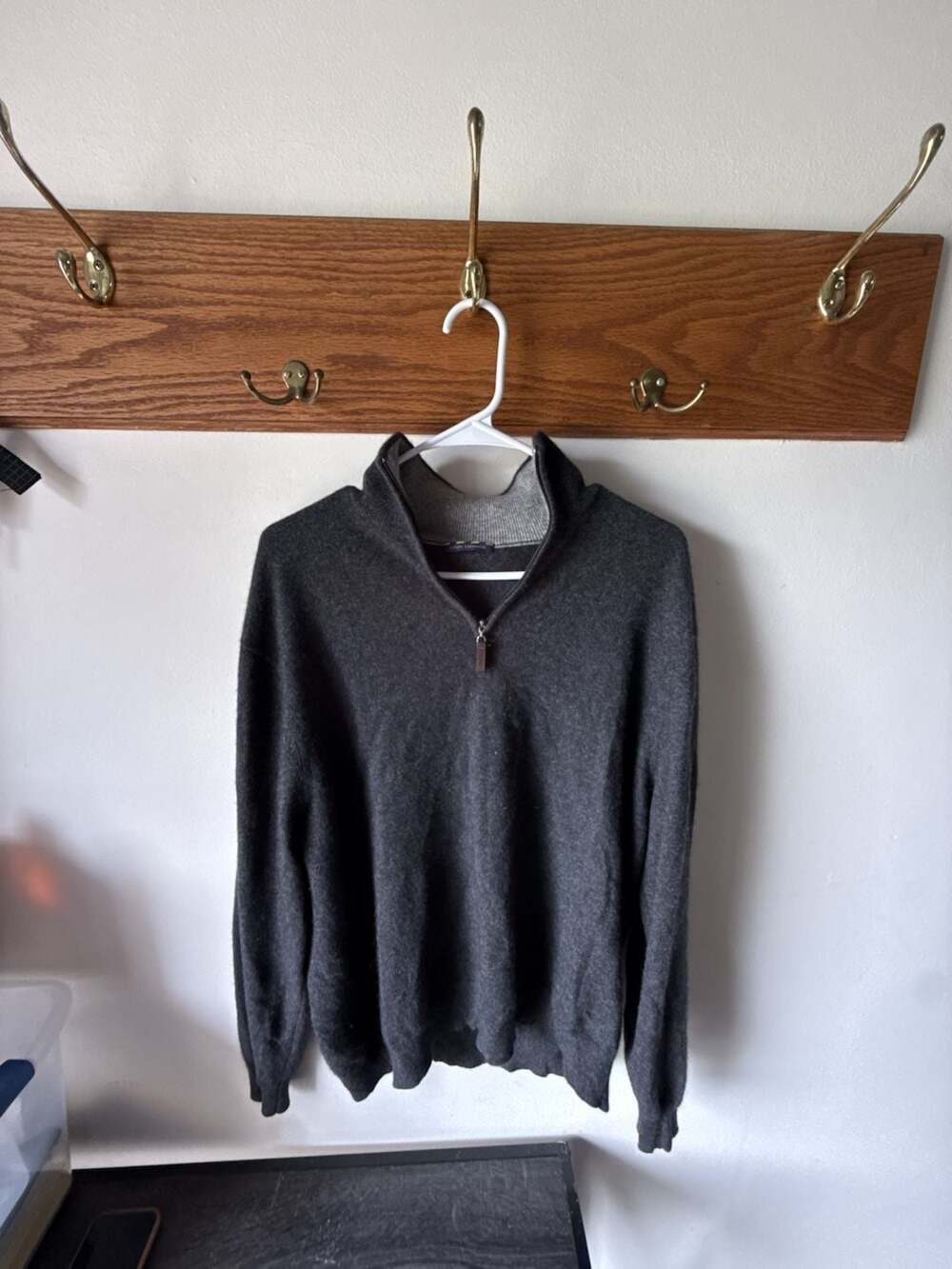 Estate Cashmere Quarter Zip Sweater Dark Gray Cashmere